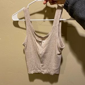 Cream button up cropped tank